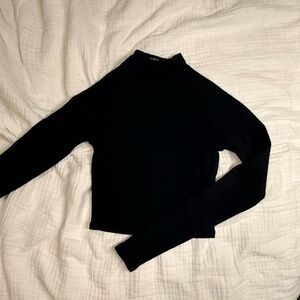 Zara Black Ribbed Cropped Top